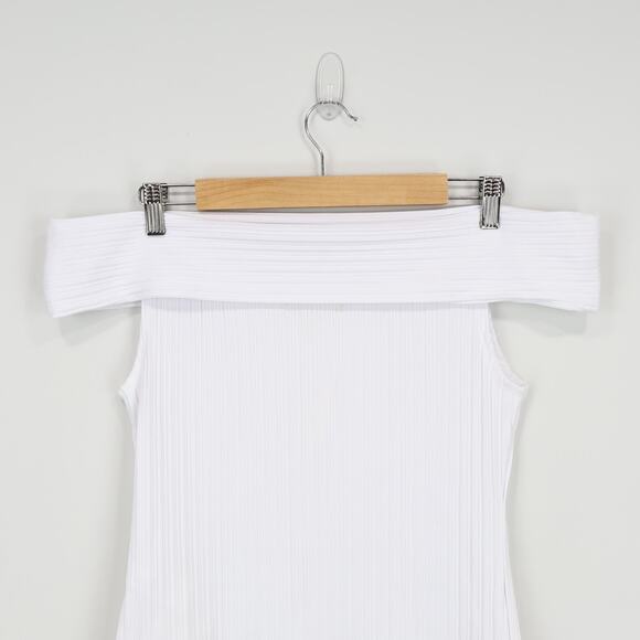 NWT Madewell Ribbed Off-The-Shoulder Top In Eyelet White Size Medium - Picture 6 of 9